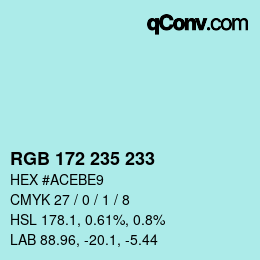 Color code: RGB 172 235 233 | qconv.com