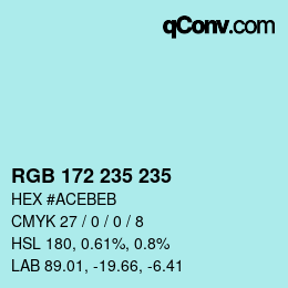 Color code: RGB 172 235 235 | qconv.com