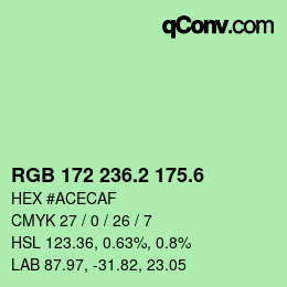 カラーコード: RGB 172 236.2 175.6 | qconv.com