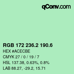 カラーコード: RGB 172 236.2 190.6 | qconv.com