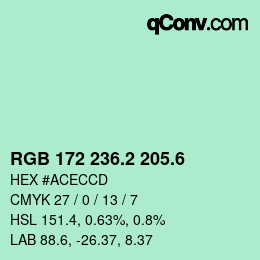 カラーコード: RGB 172 236.2 205.6 | qconv.com