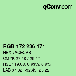Color code: RGB 172 236 171 | qconv.com
