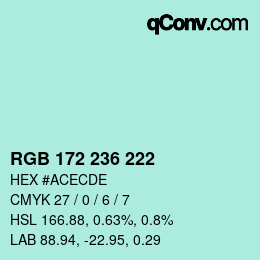 Color code: RGB 172 236 222 | qconv.com