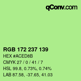 Color code: RGB 172 237 139 | qconv.com