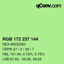 Color code: RGB 172 237 144 | qconv.com