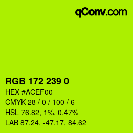 Color code: RGB 172 239 0 | qconv.com