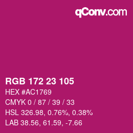 カラーコード: RGB 172 23 105 | qconv.com