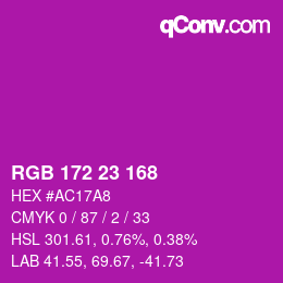 Color code: RGB 172 23 168 | qconv.com
