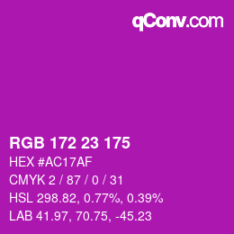 カラーコード: RGB 172 23 175 | qconv.com
