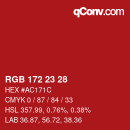 Color code: RGB 172 23 28 | qconv.com