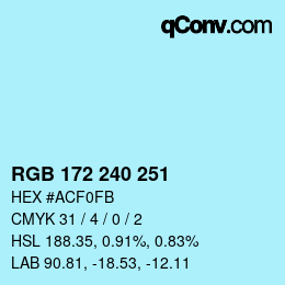 Color code: RGB 172 240 251 | qconv.com
