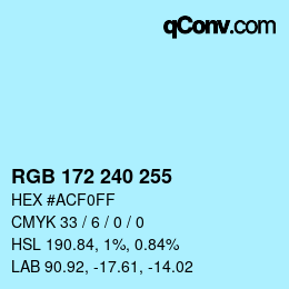 Color code: RGB 172 240 255 | qconv.com