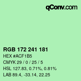 Color code: RGB 172 241 181 | qconv.com