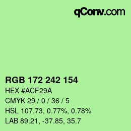 カラーコード: RGB 172 242 154 | qconv.com