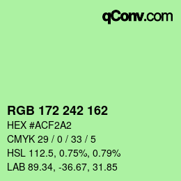 Color code: RGB 172 242 162 | qconv.com