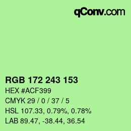 Color code: RGB 172 243 153 | qconv.com