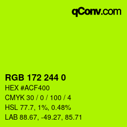 カラーコード: RGB 172 244 0 | qconv.com