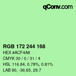 Color code: RGB 172 244 168 | qconv.com