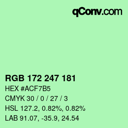 カラーコード: RGB 172 247 181 | qconv.com