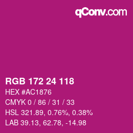 颜色代码: RGB 172 24 118 | qconv.com