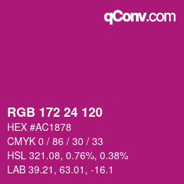颜色代码: RGB 172 24 120 | qconv.com