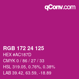 カラーコード: RGB 172 24 125 | qconv.com