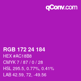 颜色代码: RGB 172 24 184 | qconv.com