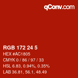 カラーコード: RGB 172 24 5 | qconv.com