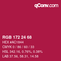 カラーコード: RGB 172 24 68 | qconv.com