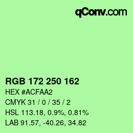 Color code: RGB 172 250 162 | qconv.com