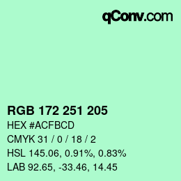 Farbcode: RGB 172 251 205 | qconv.com