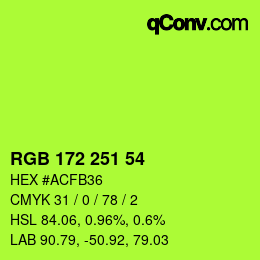 Color code: RGB 172 251 54 | qconv.com