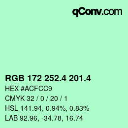 カラーコード: RGB 172 252.4 201.4 | qconv.com