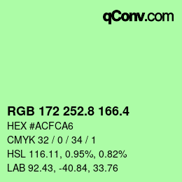 カラーコード: RGB 172 252.8 166.4 | qconv.com