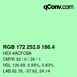 カラーコード: RGB 172 252.8 186.4 | qconv.com