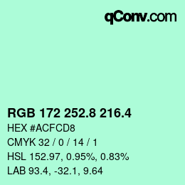 カラーコード: RGB 172 252.8 216.4 | qconv.com