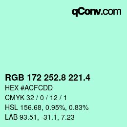カラーコード: RGB 172 252.8 221.4 | qconv.com