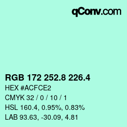 カラーコード: RGB 172 252.8 226.4 | qconv.com