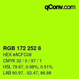 カラーコード: RGB 172 252 8 | qconv.com