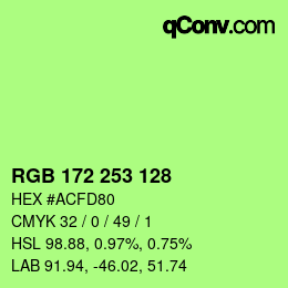 カラーコード: RGB 172 253 128 | qconv.com