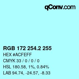 Color code: RGB 172 254.2 255 | qconv.com