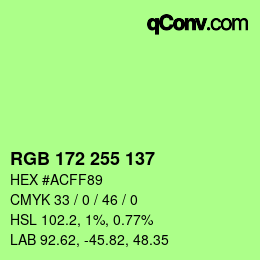 Color code: RGB 172 255 137 | qconv.com