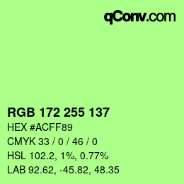 Color code: RGB 172 255 137 | qconv.com