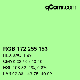 Color code: RGB 172 255 153 | qconv.com