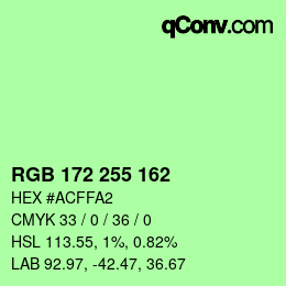 Color code: RGB 172 255 162 | qconv.com