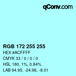 Color code: RGB 172 255 255 | qconv.com