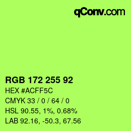 Color code: RGB 172 255 92 | qconv.com