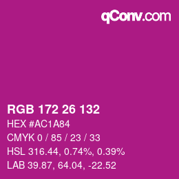 カラーコード: RGB 172 26 132 | qconv.com
