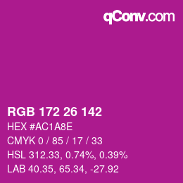 カラーコード: RGB 172 26 142 | qconv.com
