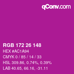 カラーコード: RGB 172 26 148 | qconv.com